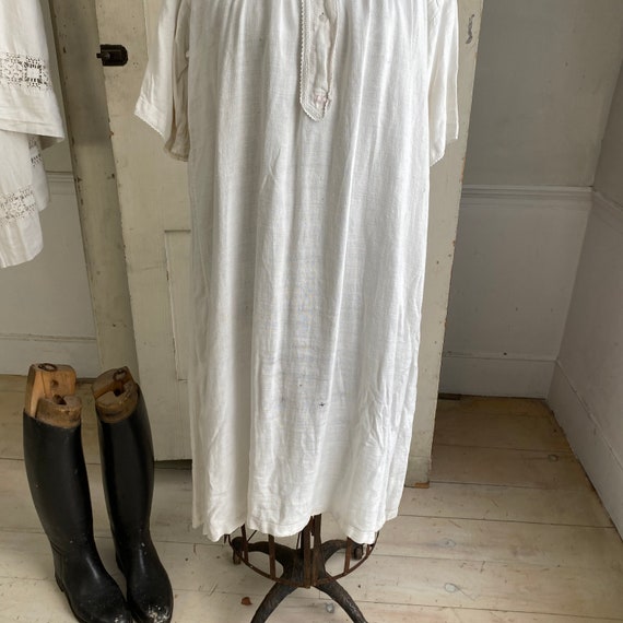 Night Shirt or Chemise Tunic French Linen White H… - image 3