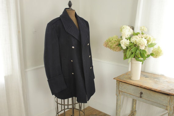 Police Coat Vintage French Wool work wear double … - image 2