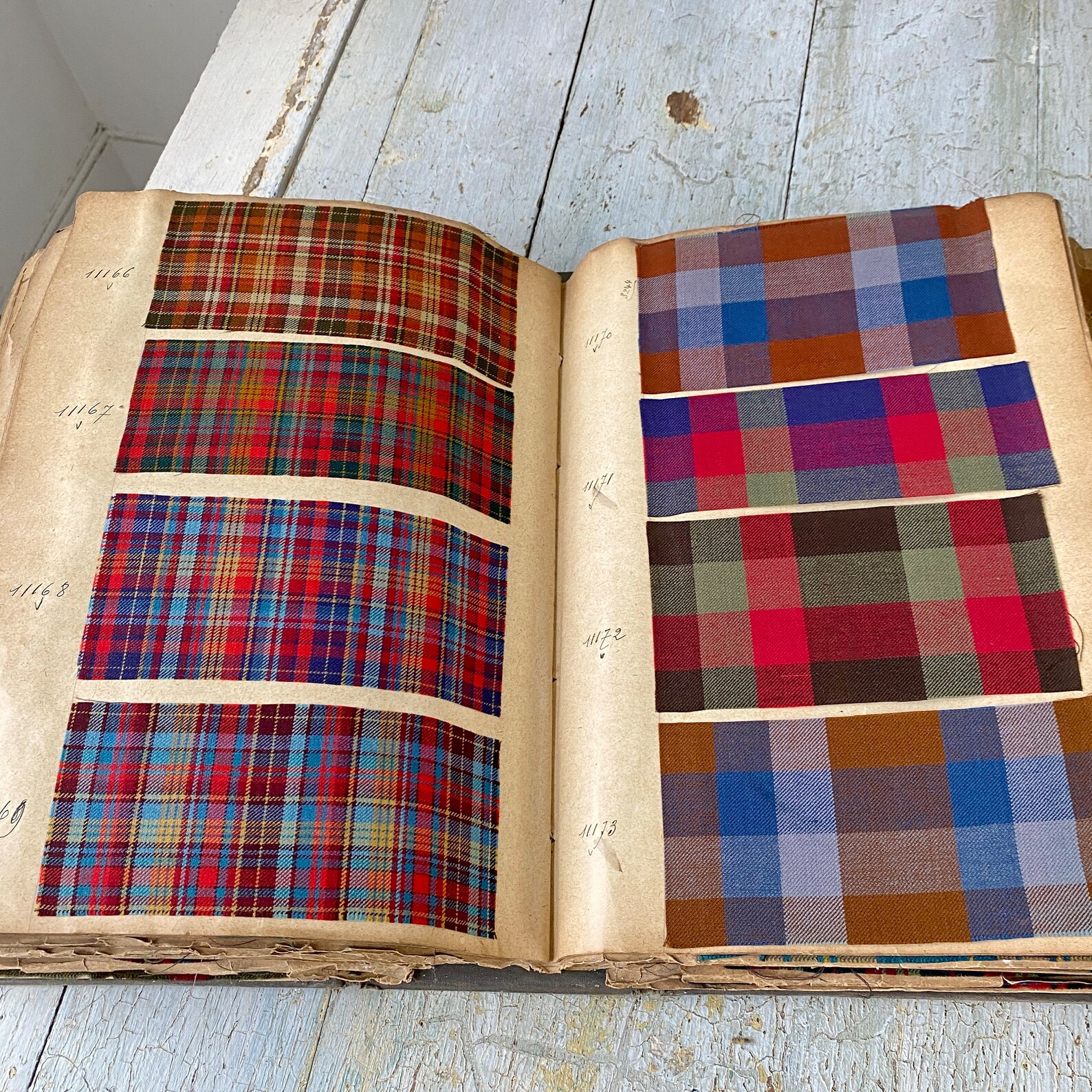 French Antique Pattern Sample Book Woven Fabric Document Historical ...