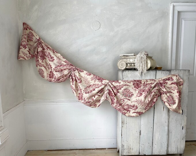 Gorgeous French 19th Century Valance Festoons 1870 Hand Block Printed ...