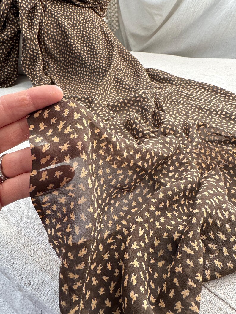3.74 Yrds Small Scale 1940's Sheer Antique French Rayon Brown People ...