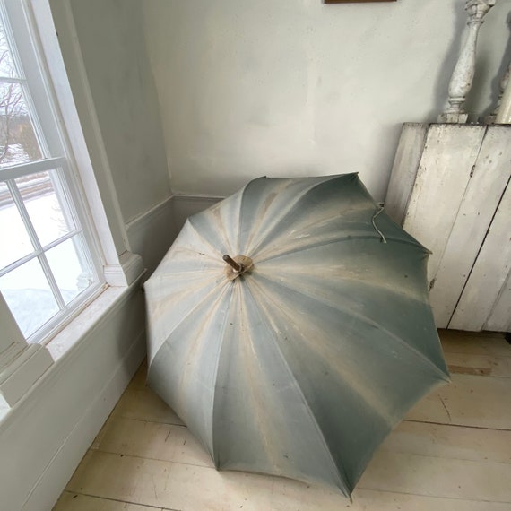 Antique Shepherd's Umbrella French Parasol Indigo… - image 9