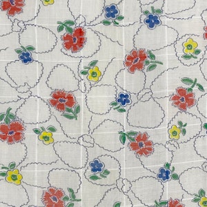 Sheer windowpane Vintage American 1930's Feedsack Fabric Quilting Material  Floral Pattern Cottagecore Farmhousecore The Textile Trunk