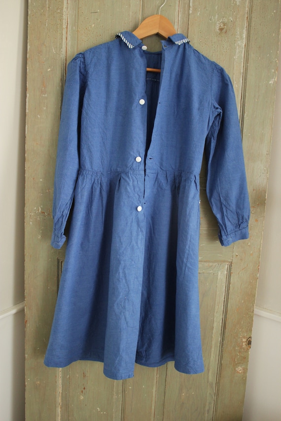 1940's woman's blue frock dress housedress button… - image 5