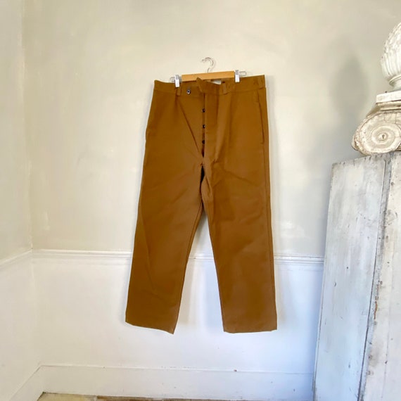 French Workwear Pants Vintage 1940s 1950s Brown C… - image 4