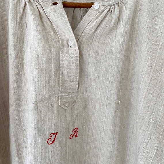 Natural linen chemise shirt French nightgown "JR"… - image 6