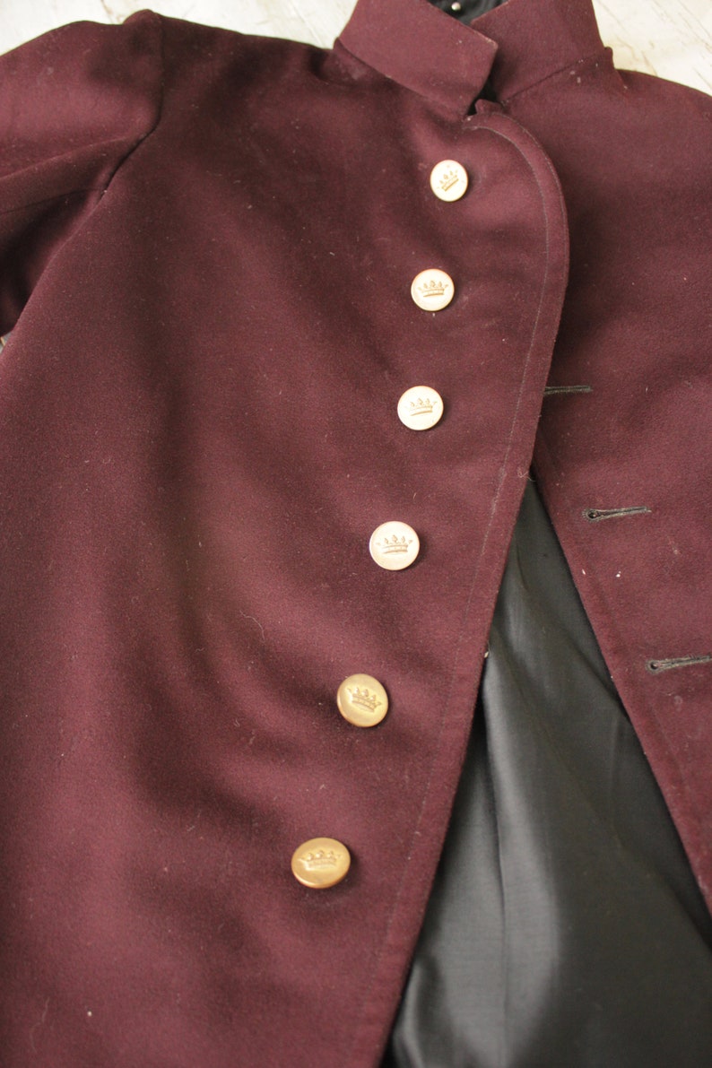 Vintage Bellhop's Jacket 1930s Burgundy Felted Wool French Workwear Uniform image 8