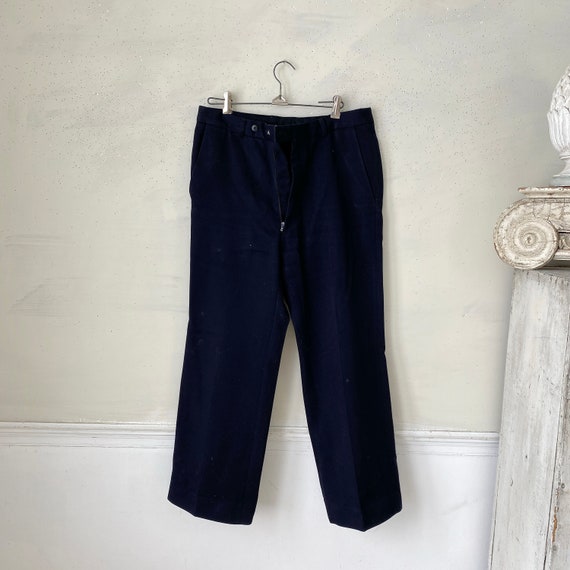 32 waist French Vintage dark navy blue pants 1970… - image 3