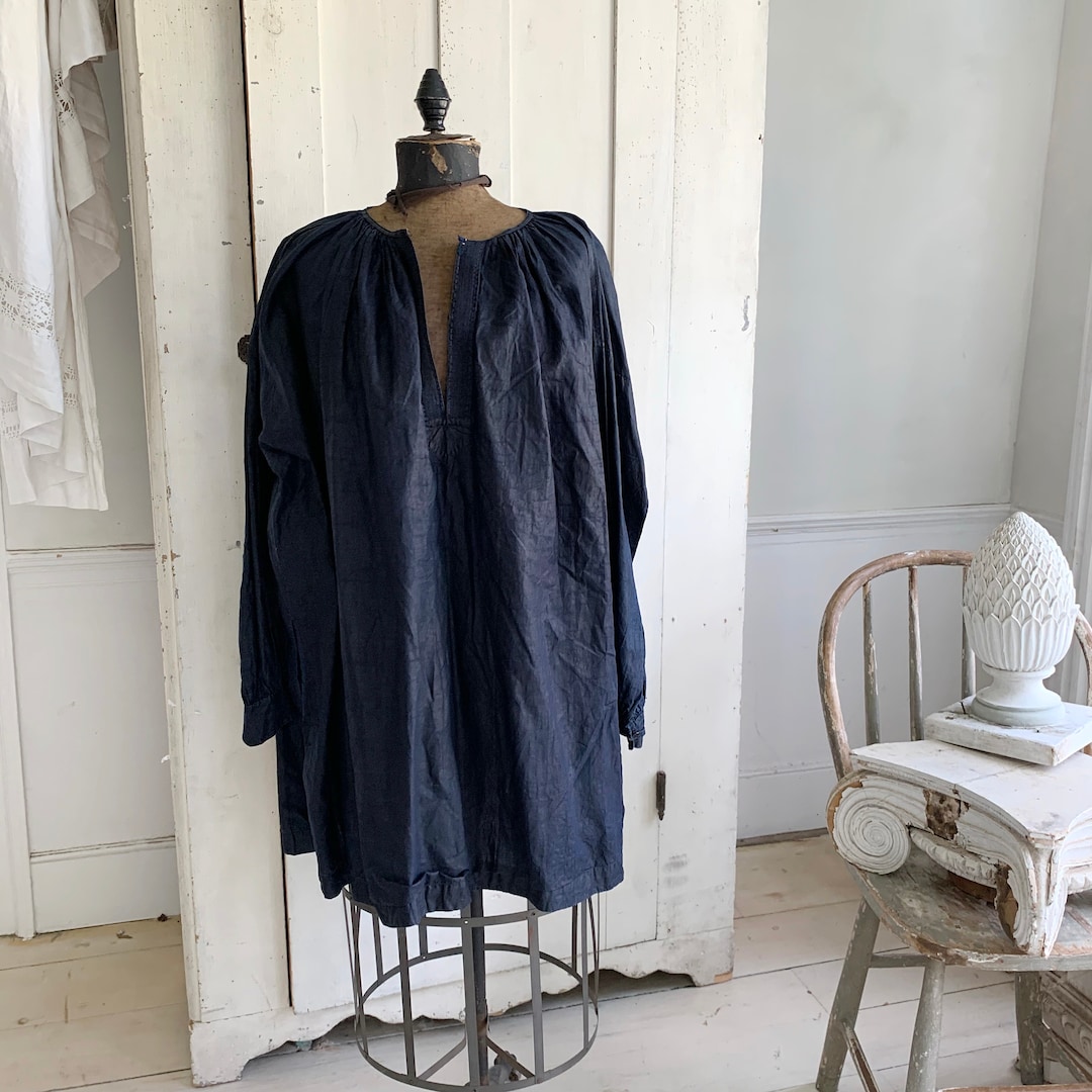 トップス 1920s early 20th c. indigo linen smock Early 20th C