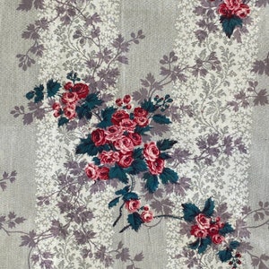 Chintz Valance  French fabric floral 1860 purple and pink rose design chintz eco-friendly