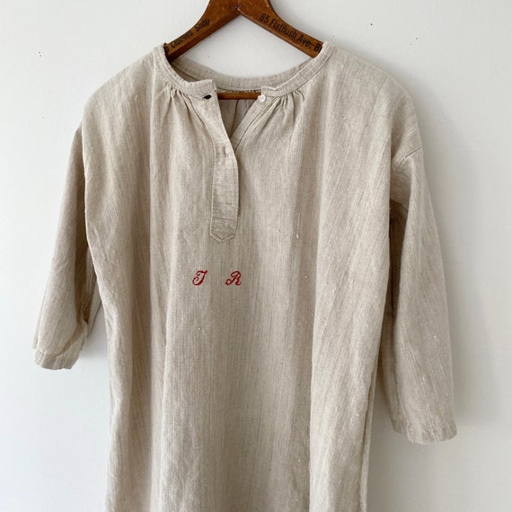 Natural linen chemise shirt French nightgown "JR"… - image 5