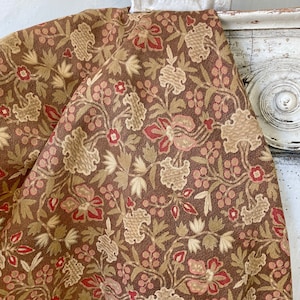 Fabric Antique French cretonne 1880 brown Arts and Crafts material upholstery farmhouse cottage decor France The Textile Trunk eco-friendly