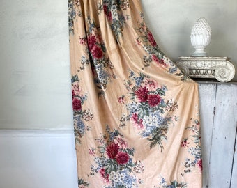 ONE Vintage curtains antique buff  pink glazed  floral printed textiles cottage Farmhouse styleUnique window treatment