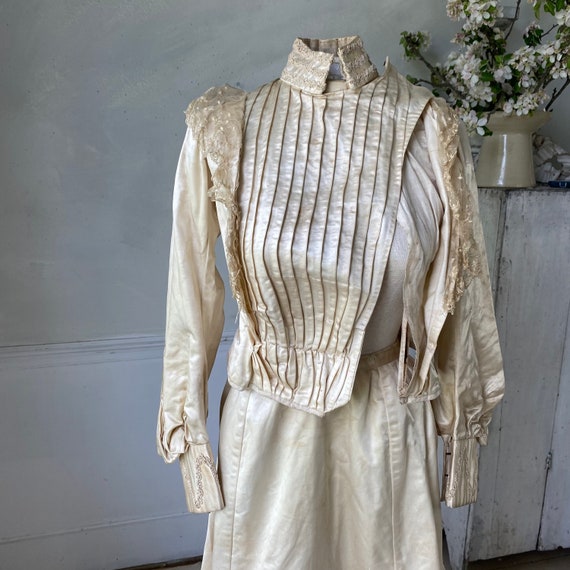 Wedding Dress Set Bodice and Skirt White Silk Wed… - image 2