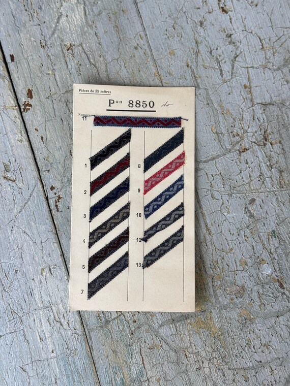 フランスアンティーク　リボンサンプル帳 アンティークリボン、フランスのサンプル見本カード、パスマントリー