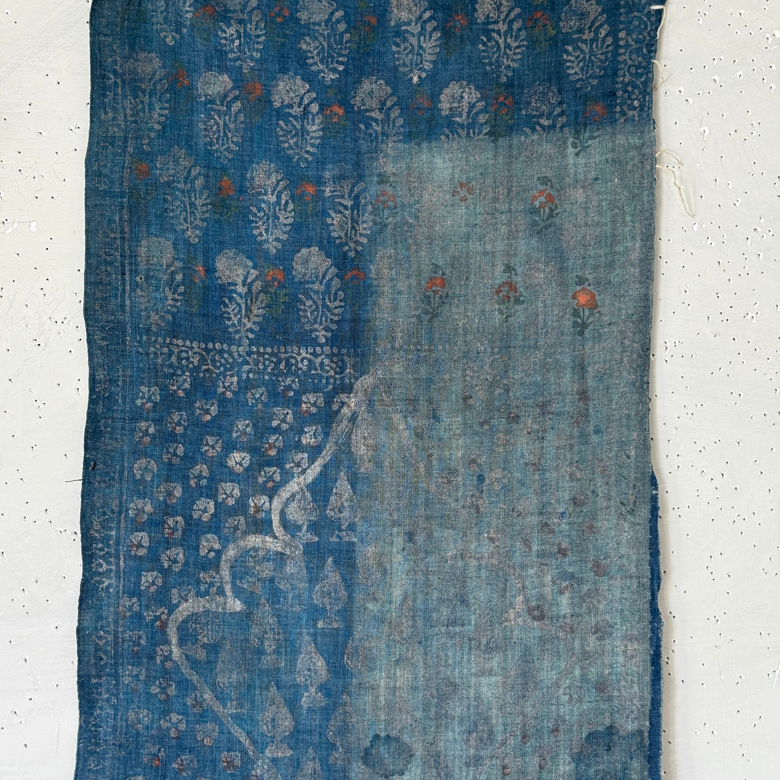 17th century 1600's Antique Indian hand block printed linen European mystery eco-friendly