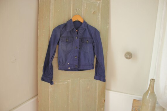 French work wear Vintage French Dark Blue Coat sma