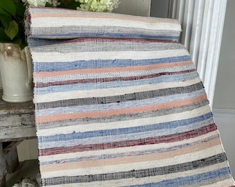 Vintage Rag Rug stair runner 4.5 yards  inches hand woven hall carpet European carpet hand-woven textile