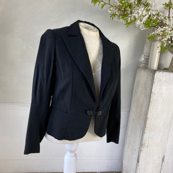 Black Suit Jacket French Coat Vintage Jacket 1940… - image 4