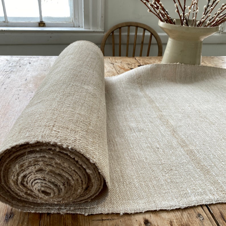 Per Yard Vintage Farmhouse Table Runner Antique Plain Linen Etsy