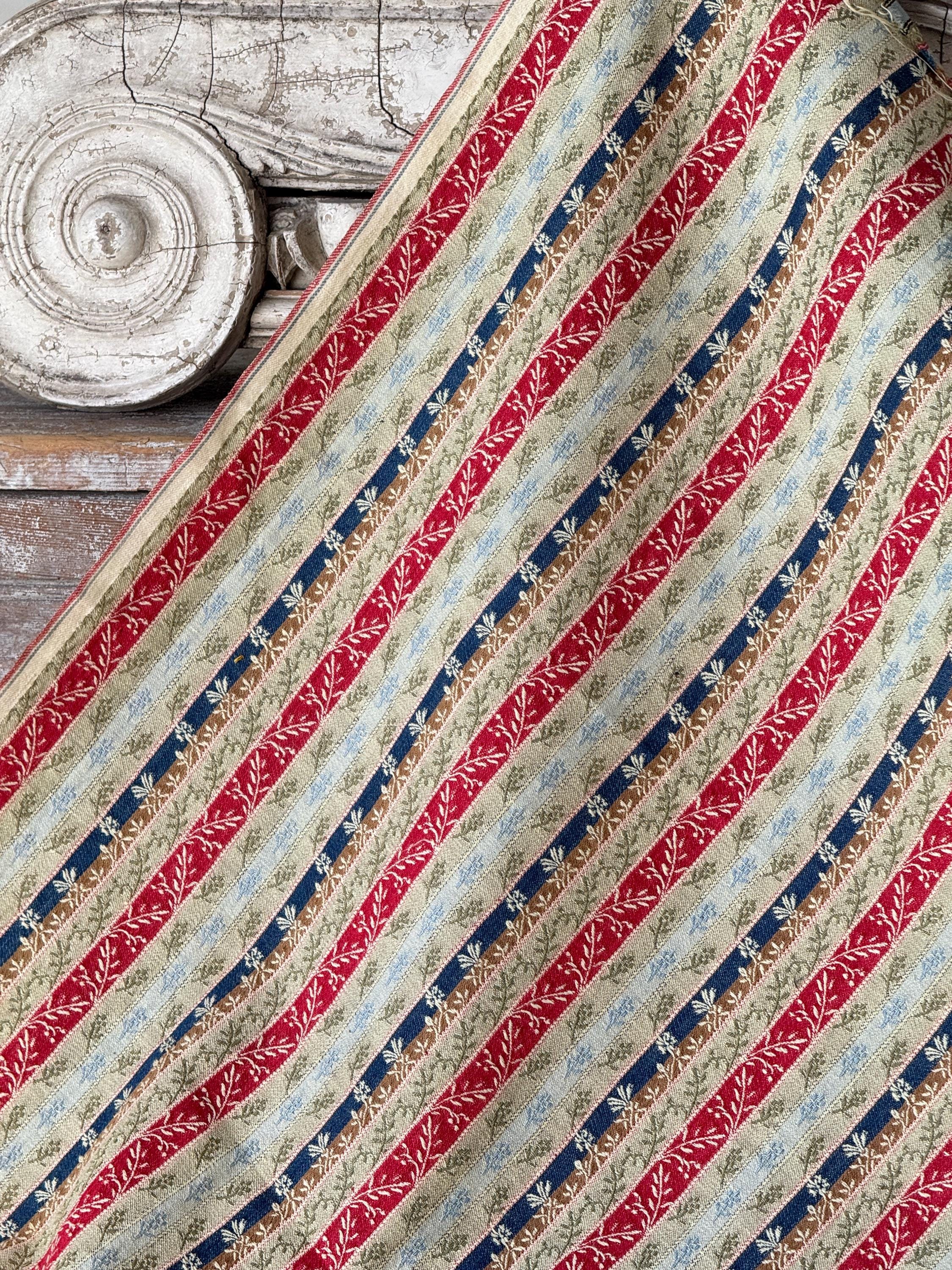 31x31 C1900 Antique Striped French Fabric Material Heavy Weight