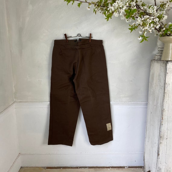 UNWORN! Vintage French Workwear Pants Brown Cotto… - image 7