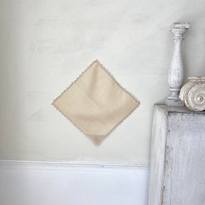 SET 17 X 17 ( selling individually) Lace  Linen napkins  Holiday Thanksgiving Christmas Wedding Rectangle Antique  lace vintage  1930&#39;s Ecru