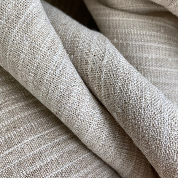 Organic Hemp homespun Antique linen Striated striped material fabric for upholstery clothing clothes