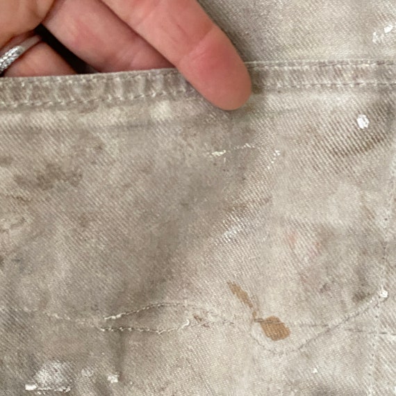 1960's 32 inch waist DISTRESSED WHITE cotton deni… - image 9