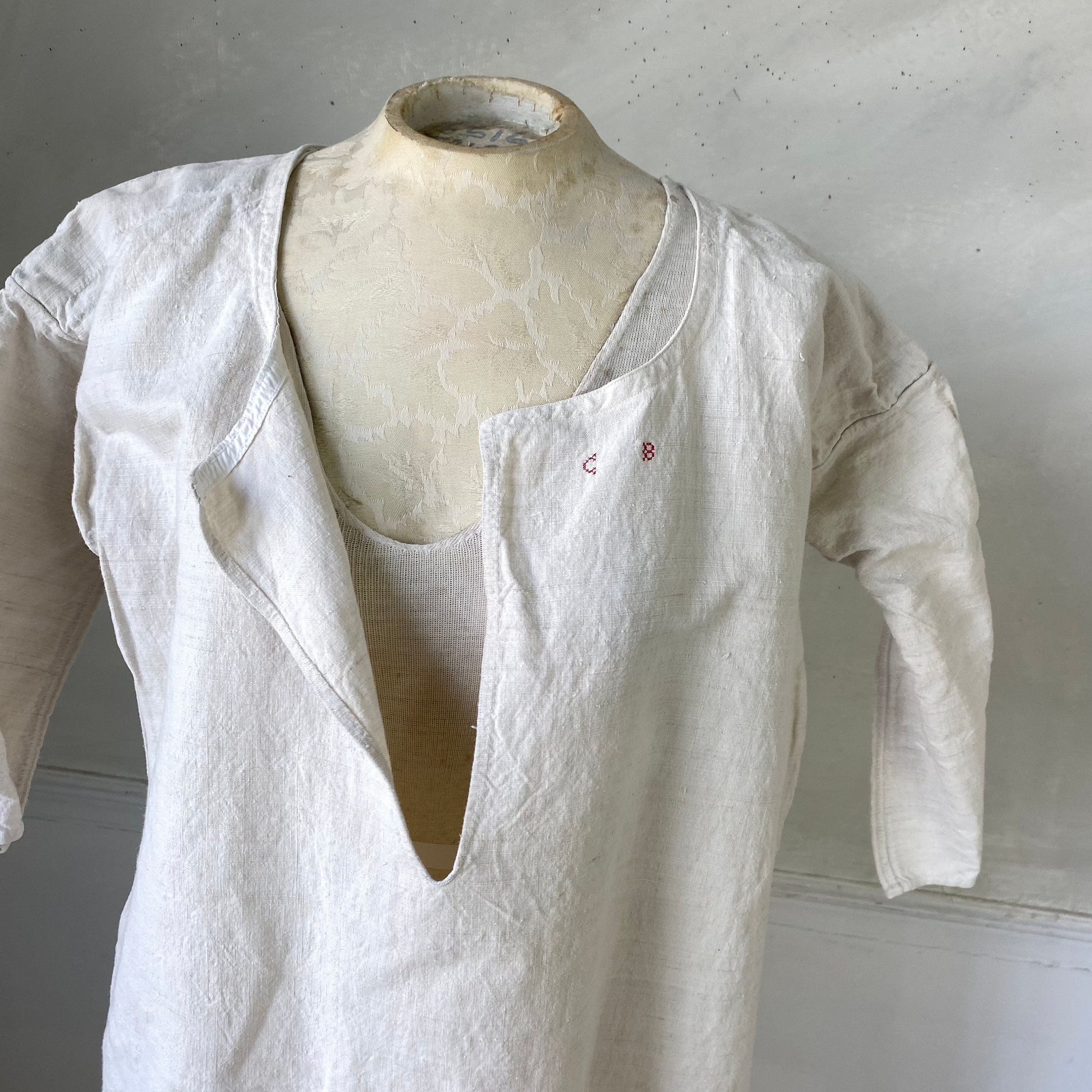 Vintage French Chemise Night Shirt Tunic French Linen White | Etsy