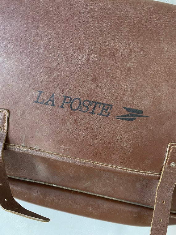 Vintage Leather French postal Messenger bag  Heav… - image 3