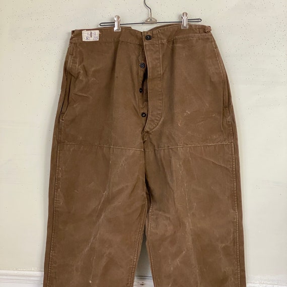 38 inch waist French Workwear Pants Vintage Brown… - image 3