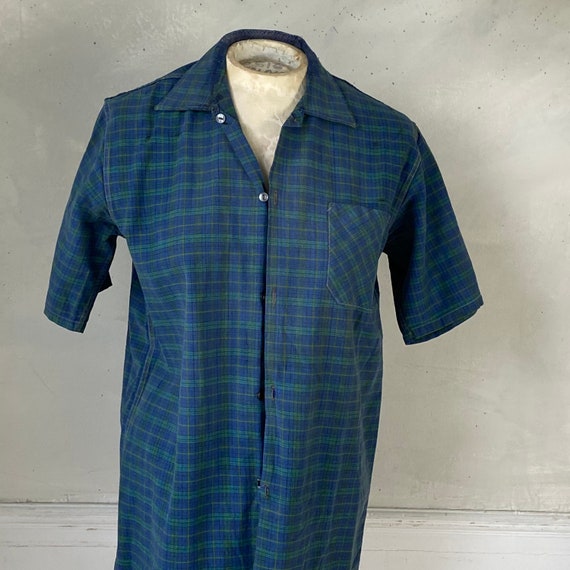 Plaid work wear Short Sleeve French Plaid shirt C… - image 9