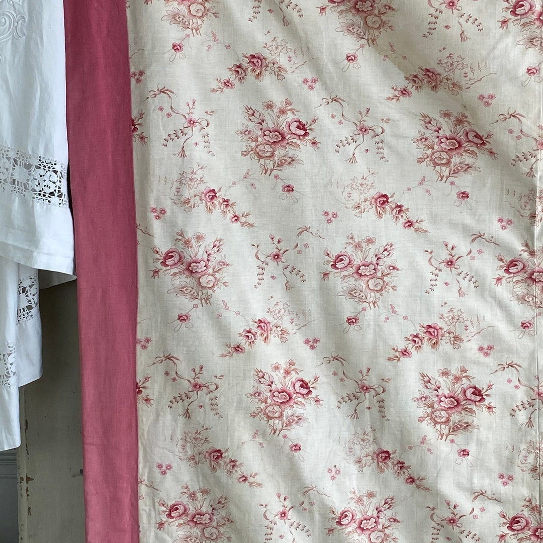 French Vintage / Antique Pink Faded Floral Blackout Curtain - Etsy