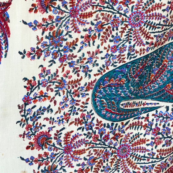 Paisley shawl 19th century antique wool textile p… - image 4