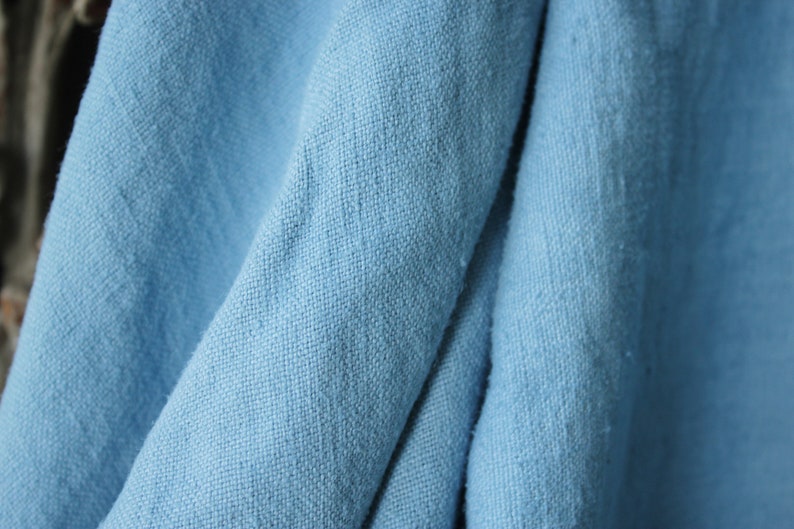 Dyed antique linen sheet blue fabric upholstery pillows c 1700/'s nubby linen