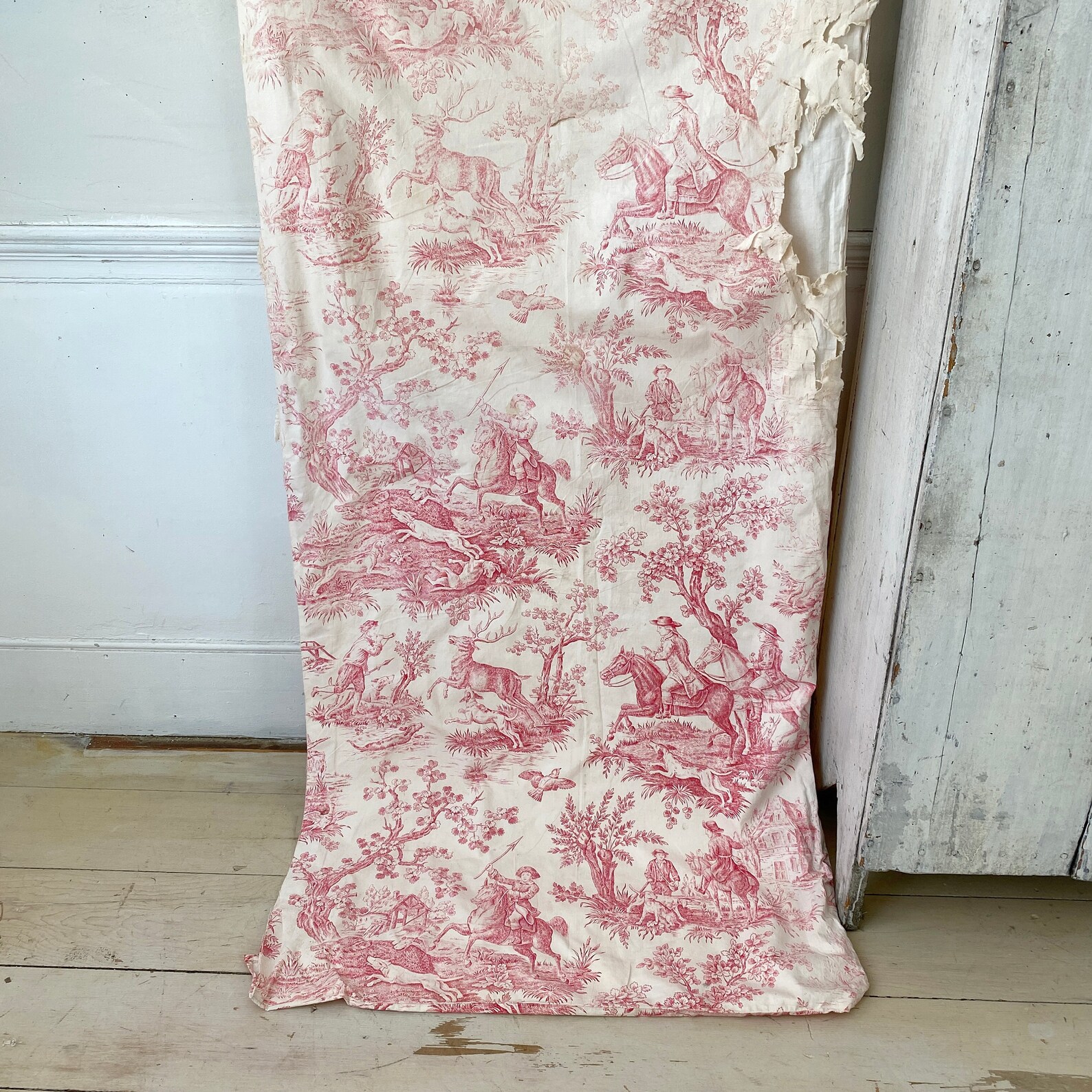 Antique French Toile Fabric Pink Material Cottagecore Etsy