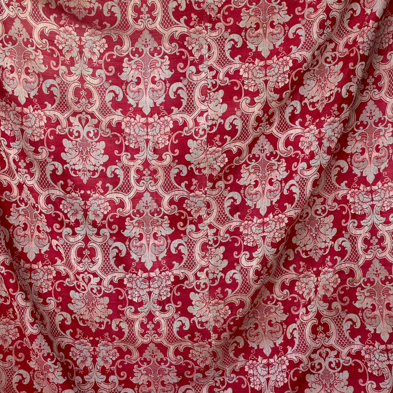 Antique French Red Damask Fabric 1850 Fabric Upholstery Etsy UK