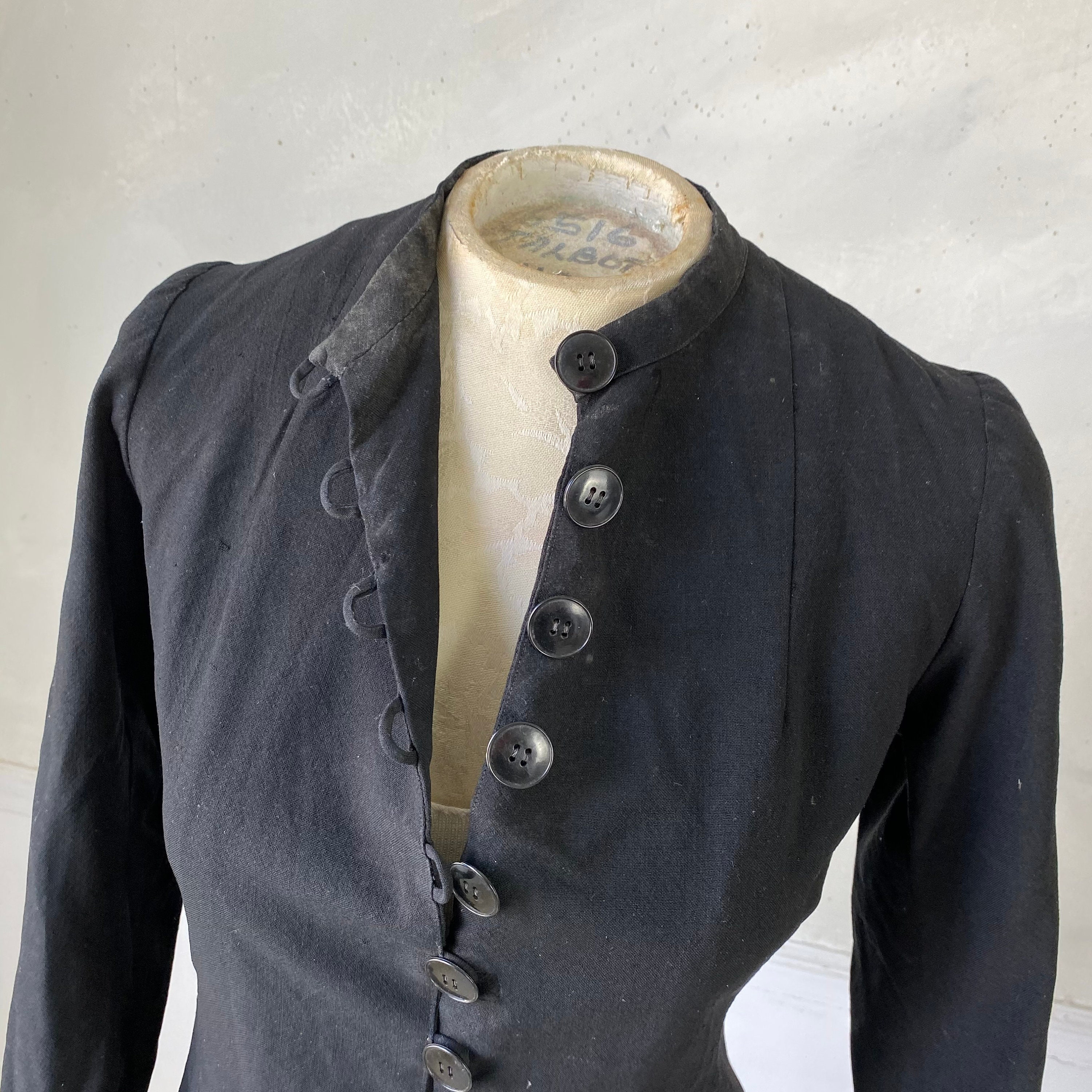 Black Button up Jacket French Coat Pieced Lining Jacket 1900 - Etsy