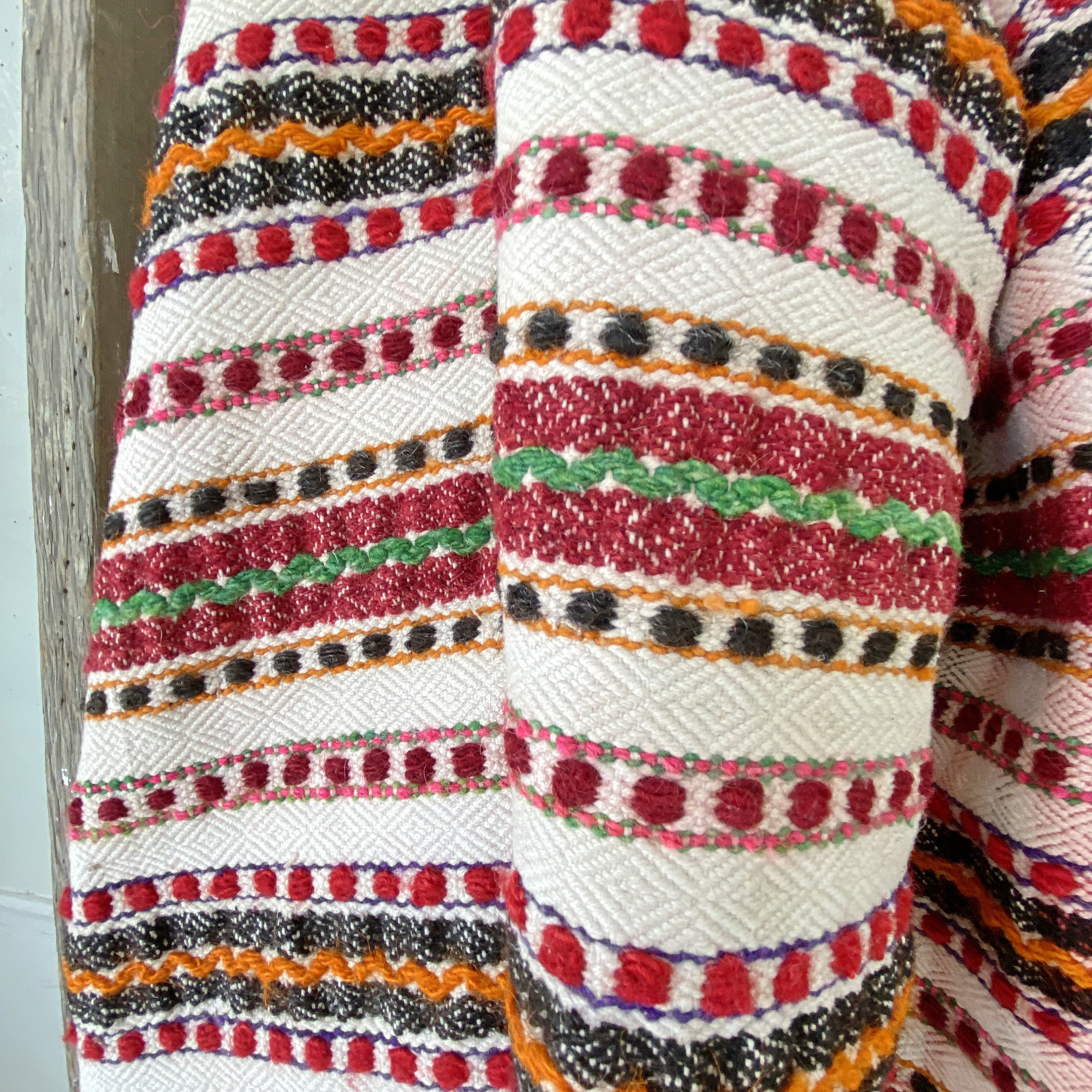 Couverture en laine galloise antique à métier à tisser étroit