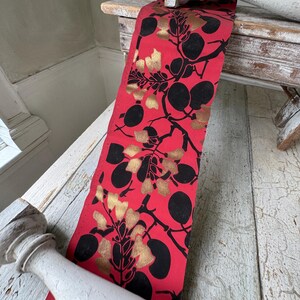 Pannello da parati Art Déco francese vintage 47x9 rosso oro nero botanico bacche audace glamour floreale raro boho hippy design decor Hollywood