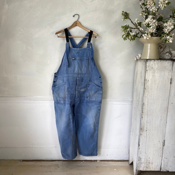 Vintage Overalls French Blue Denim 1940s 44 inch … - image 4