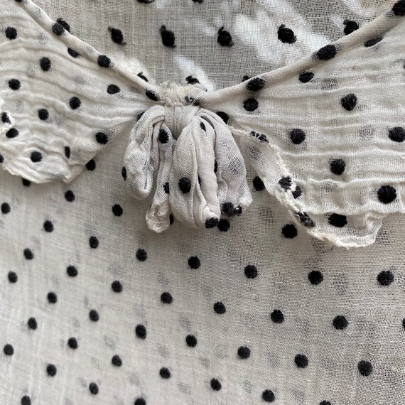 Dress French white black polka dot sheer dress 30'