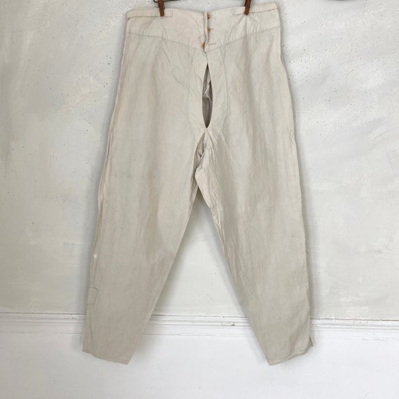 White Linen Cotton Pants Military Work wear Workw… - image 3