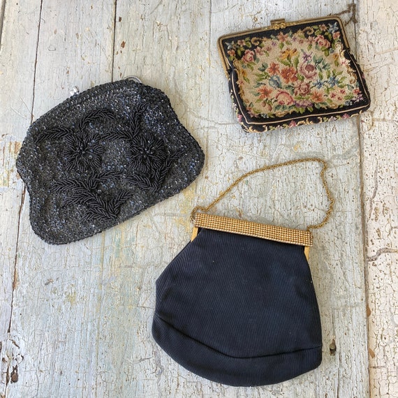 3 Vintage French clutch  purses handbags black se… - image 2