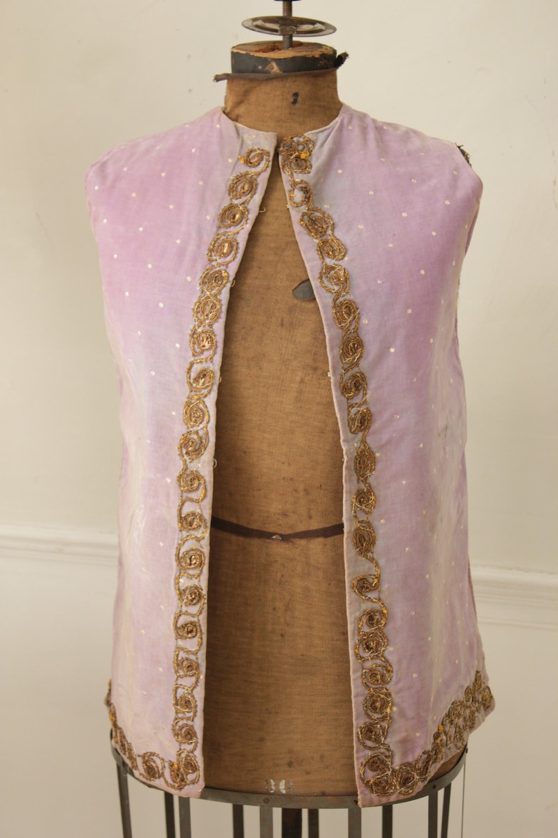 Vintage Vest French Theatrical Costume Purple Velvet & Plaid image 3