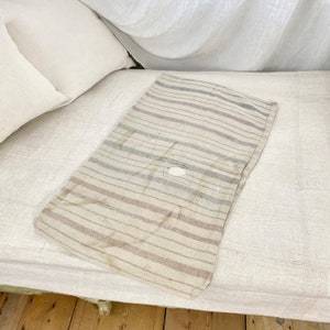 SOFT  stripes Vintage Grain sack Farmhouse rustic unique handmade antique hand woven linen French country Cottage chic grainsack VTG