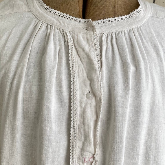 Night Shirt or Chemise Tunic French Linen White H… - image 7