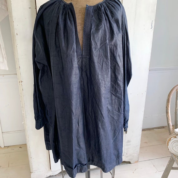 French Antique Men's smock dyed indigo blue Chint… - image 4