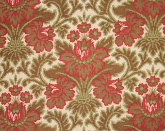 French fabric embroidered look antique cotton floral cloth vintage textile 1800s fragment eco-friendly